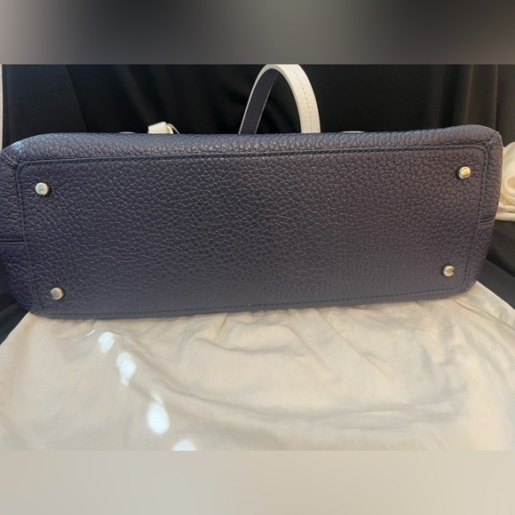 👜 💙 Kate Spade Cameron Navy & Almond Satchel | Two-Tone Pebbled Leather - Picture 11 of 16